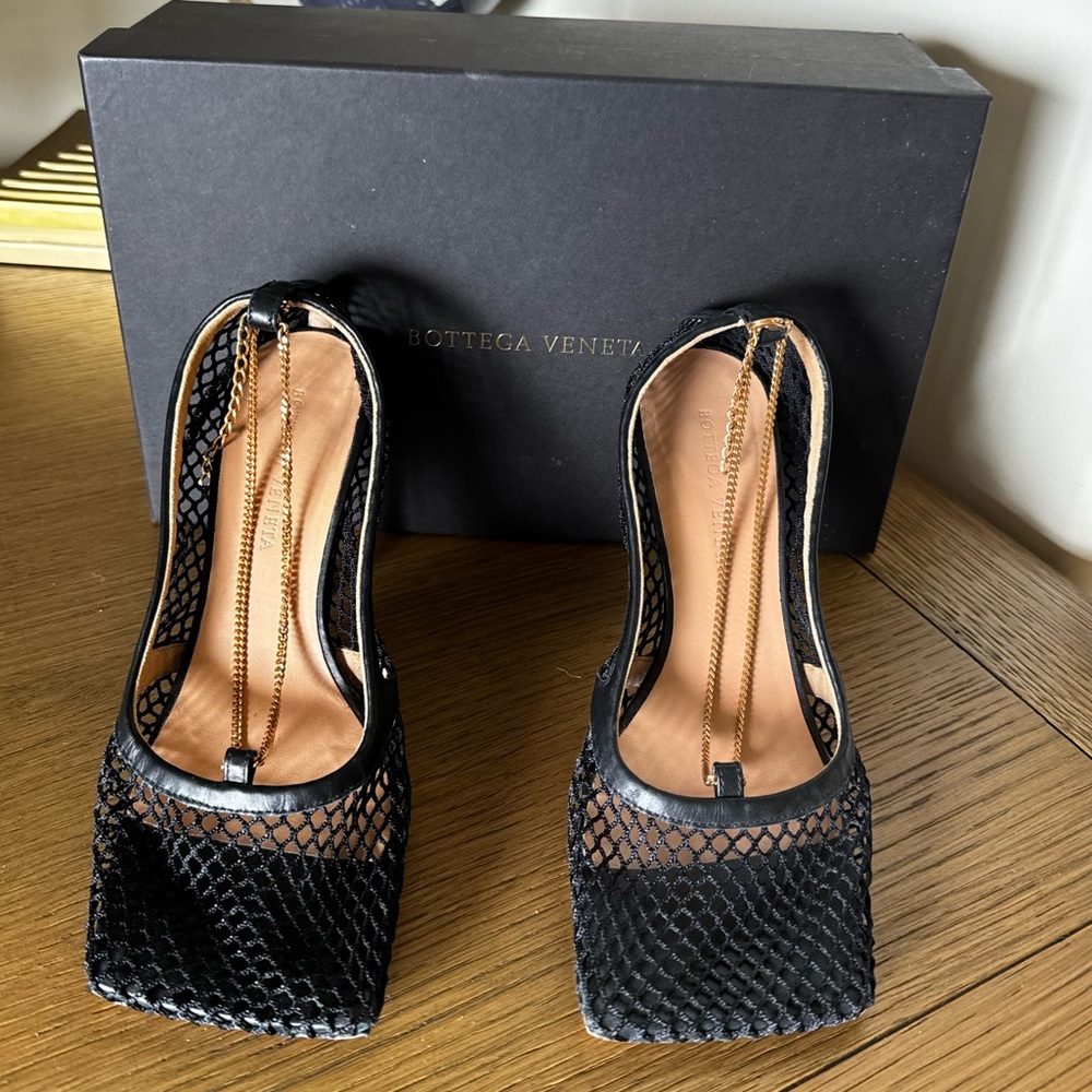 Black Bottega Veneta Stretch Mesh Sandals